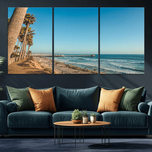 Scenic Beach Wall Art Canvas Print – Tall Palm Trees, Sandy