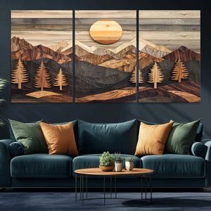 Wood Mountain Wall Art Canvas Print – Layered Forest and