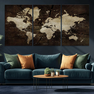World Map Wall Art Canvas Print – Framed Travel Map Wall Art