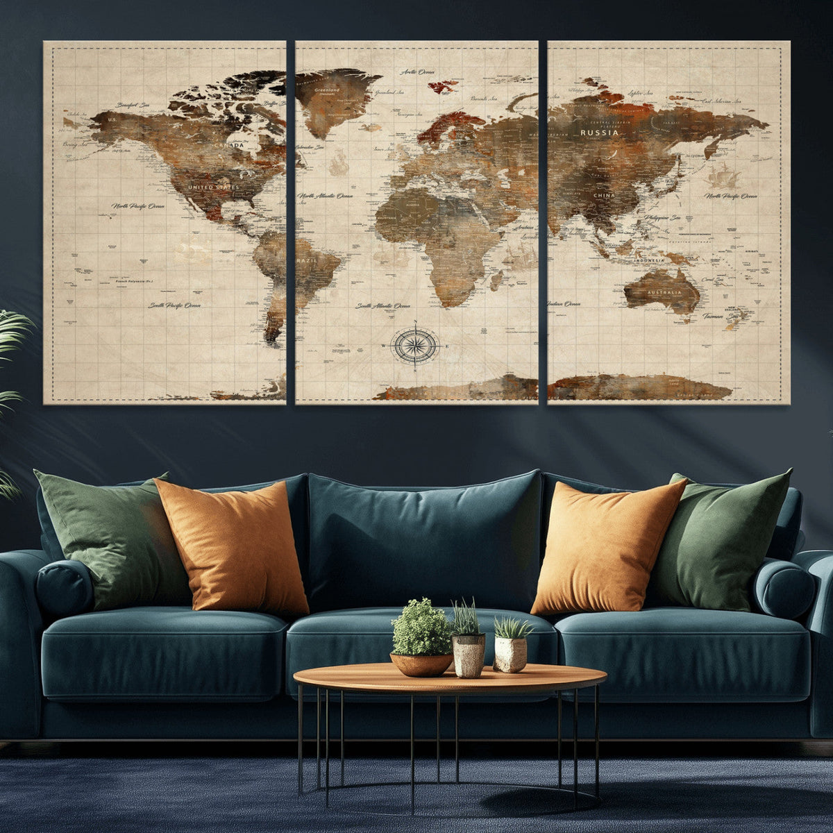 World Map Canvas Print – Framed Detailed Map of the World