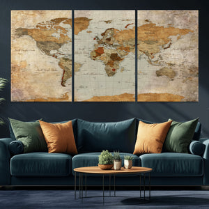 World Map Canvas Print – Detailed Map of the World Wall Art