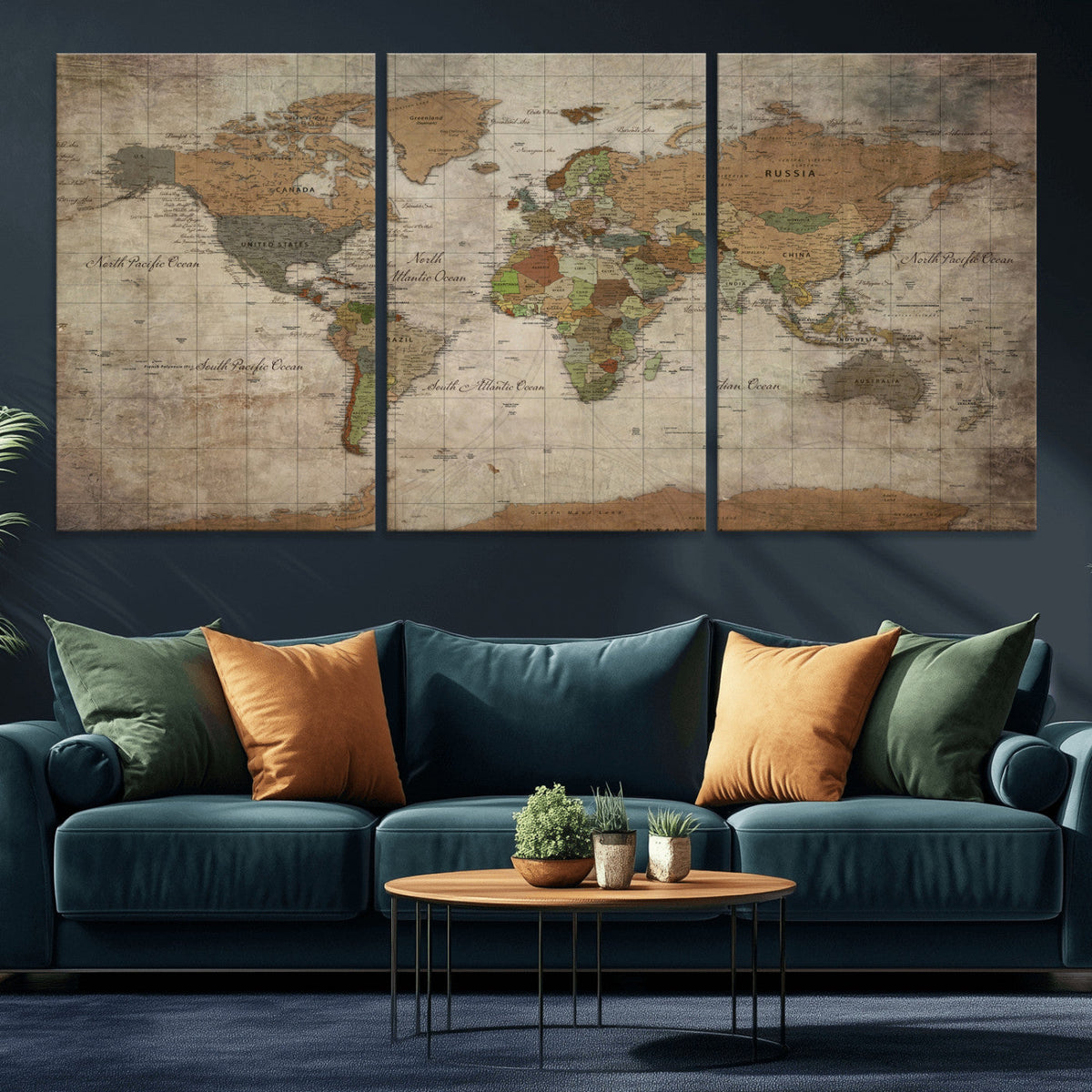 World Map Canvas Print – Framed Travel Map Wall Art for