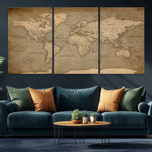 World Map Canvas Print – Framed Travel Map Wall Art for