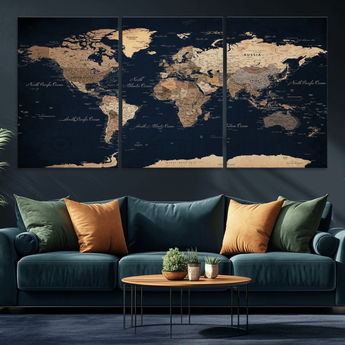 World Map Canvas Print – Detailed Map of the World Wall Art