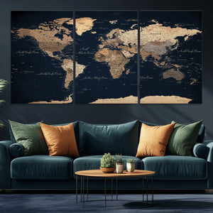 World Map Canvas Print – Detailed Map of the World Wall Art
