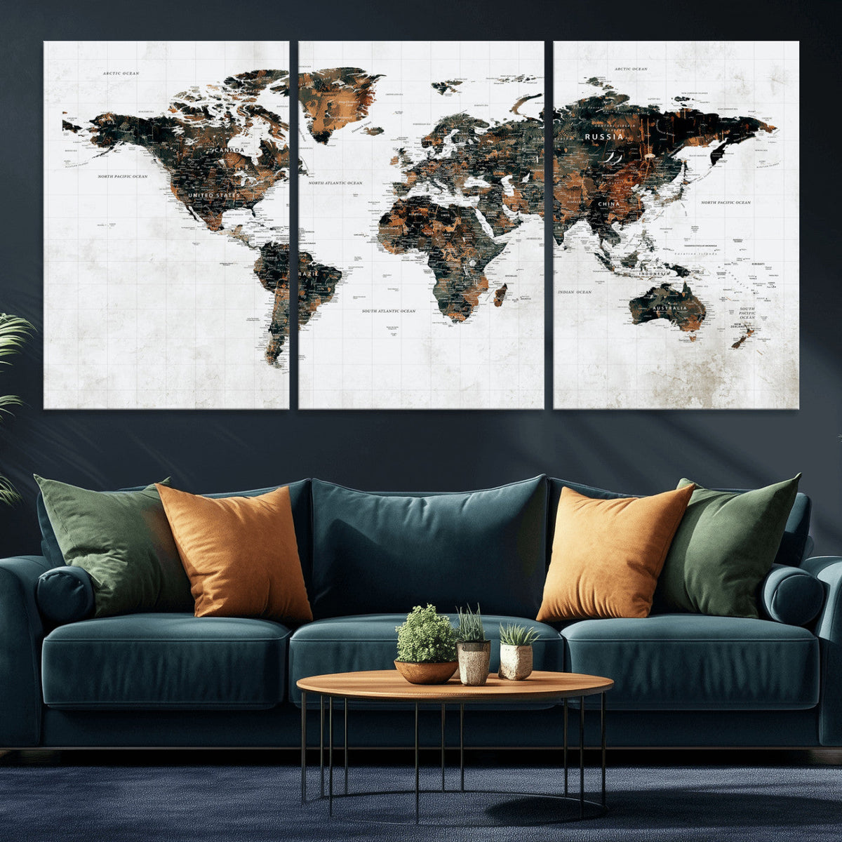 Large World Map Canvas Print – Framed Travel Map Wall Art