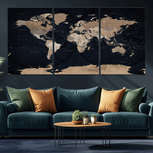 Grunge Wall Art World Map Canvas Print