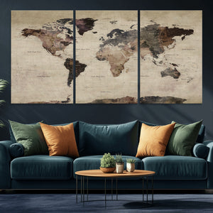 World Map Canvas Print – Detailed Map of the World Adventure