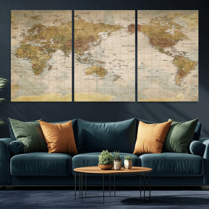 World Map Canvas Print – Detailed Map of the World Wall Art