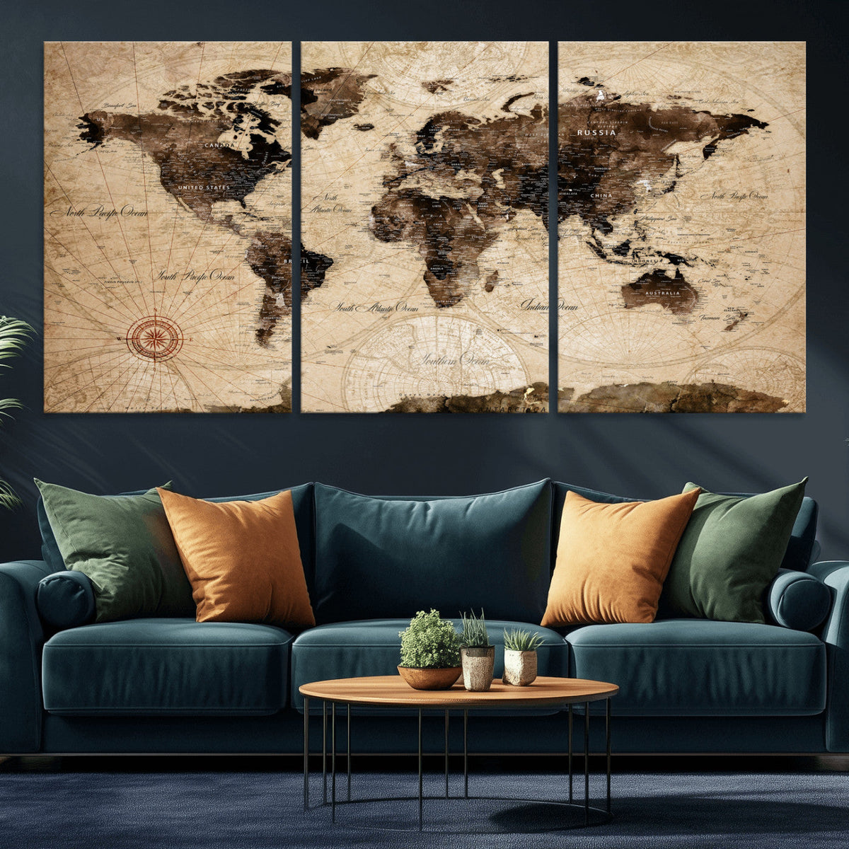 World Map Wall Art Canvas Print