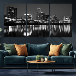 Austin Skyline Wall Art Canvas Print, Austin Downtown Night