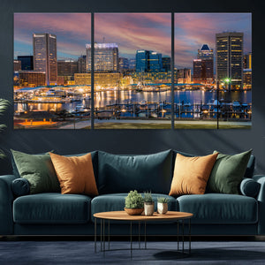 Baltimore Skyline Wall Art Canvas Print, Baltimore Downtown