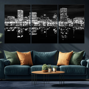 Baltimore Skyline Wall Art Canvas Print, Baltimore Downtown