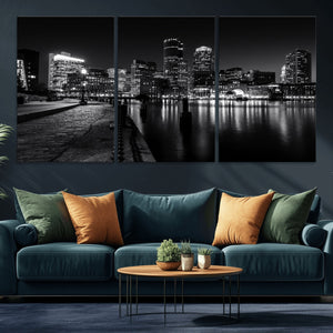 Boston Wall Art Canvas Print, Boston City Downtown Night