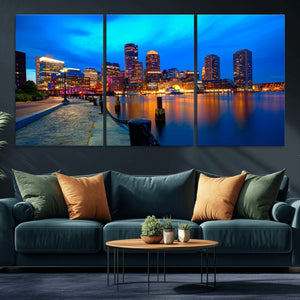 Boston Wall Art Canvas Print, Boston City Downtown Night