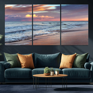 Ocean Sunset Wall Art Canvas Print – Coastal Beach