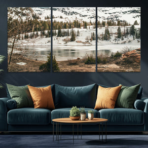 Snowy Mountain Landscape Wall Art Canvas Print, Alpine Pine