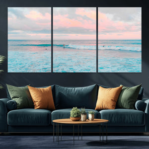 Ocean Wave Wall Art Canvas Print, Pastel Surf Seascape