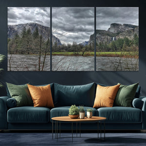 Yosemite Valley River Wall Art Canvas Print, Granite Cliffs