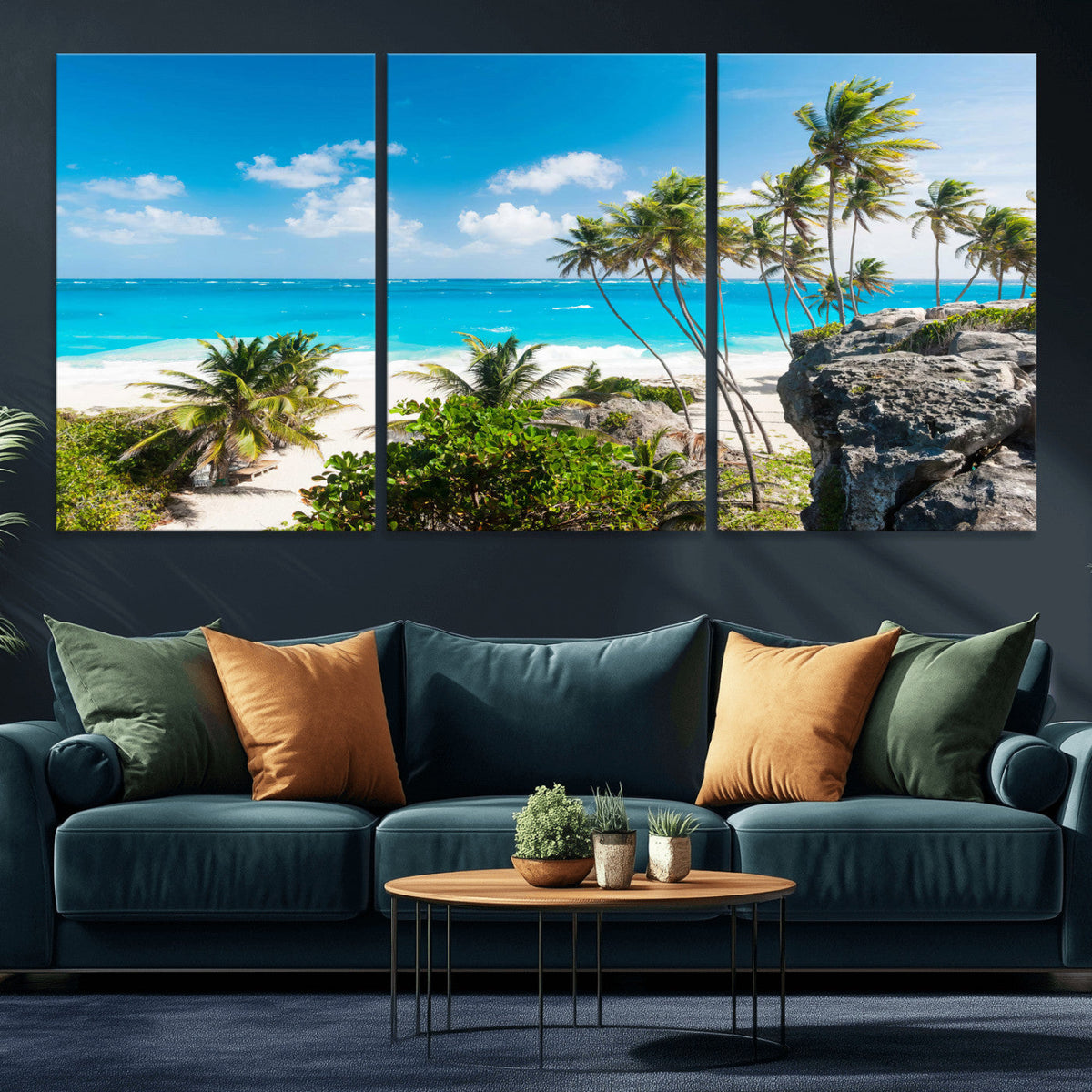 Tropical Beach Wall Art Canvas Print, Palm Tree Ocean