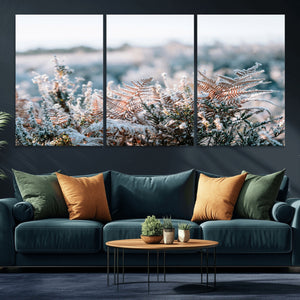 Frosted Fern Wall Art Canvas Print, Soft Winter Botanical