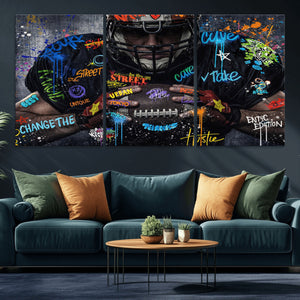 Graffiti American Football Player Street Art Wall Art Canvas