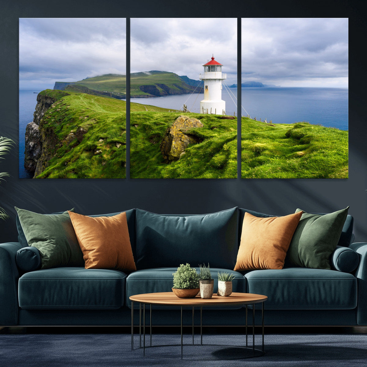 Cliffside Lighthouse Wall Art Canvas Print – Coastal