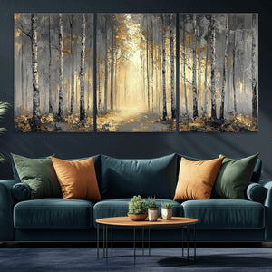 Abstract Birch Forest Wall Art Canvas Print – Modern Neutral