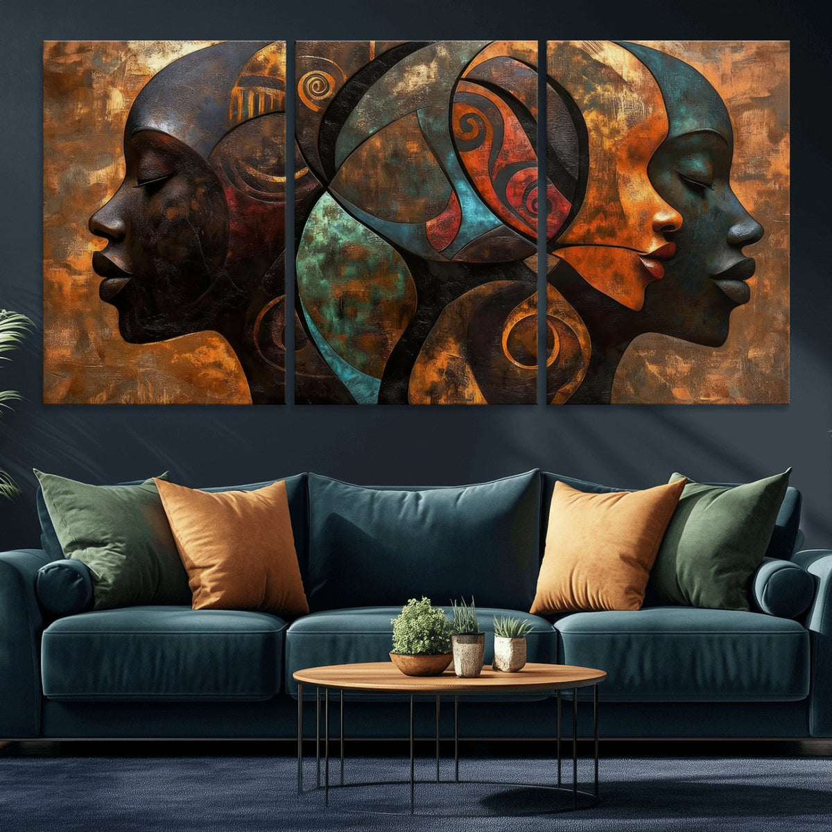 Abstract Afro American Women Wall Art Canvas Print