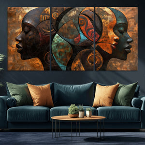 Abstract Afro American Women Wall Art Canvas Print