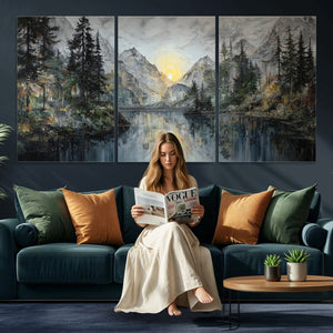 Drip Style Forest Lake Gold Art — Abstract Expressionist