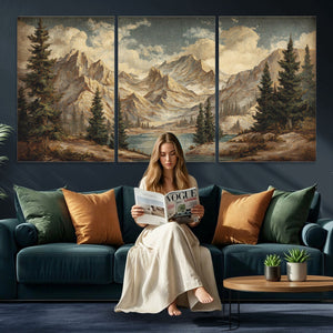 Drip Style Forest Lake Gold Art — Abstract Expressionist