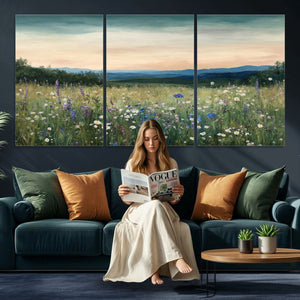 Wildflower Meadow Oil Painting Canvas — Daisy Lavender