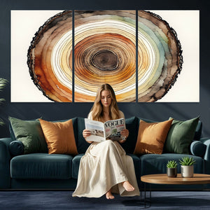 Natural Wood Slice Wall Art Canvas Print, Tree Ring Wall