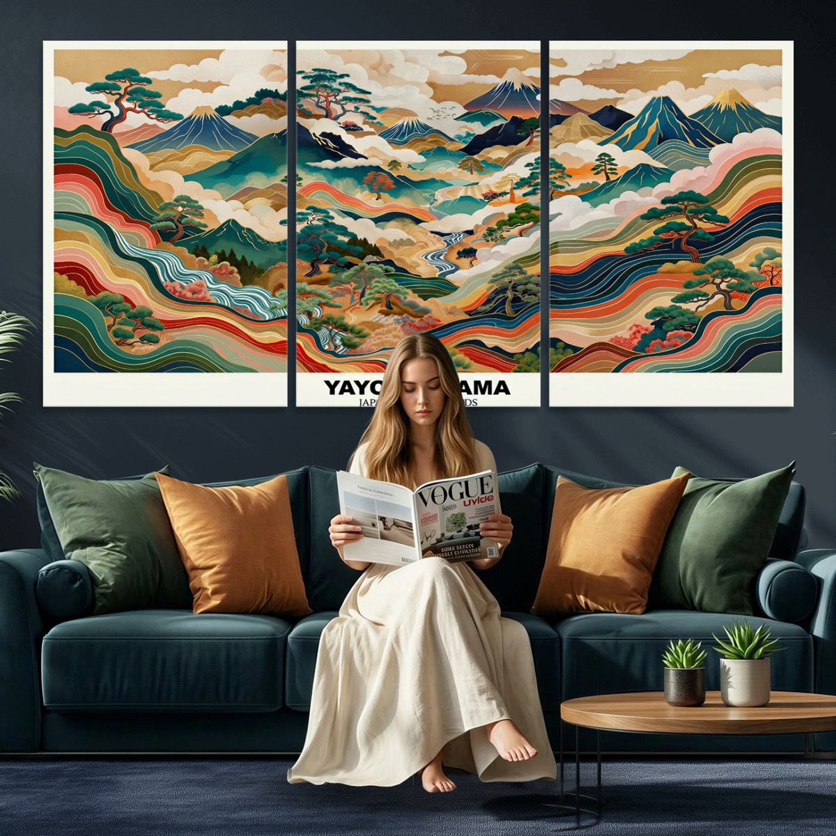 Japanese Grasslands Canvas Wall Art, Kusama Inspired