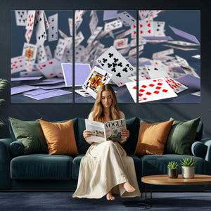 Playing Cards Canvas Wall Art | Casino Game Room Decor,