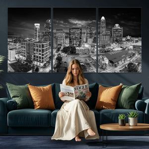 Charlotte Skyline Canvas Wall Art Print – North Carolina Cityscape Photography Print