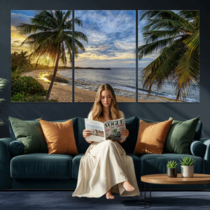Mar Chiquita Beach Puerto Rico Canvas Wall Art, Manati Caribbean Coastal Photography Print, Tropical Ocean Sunset Decor