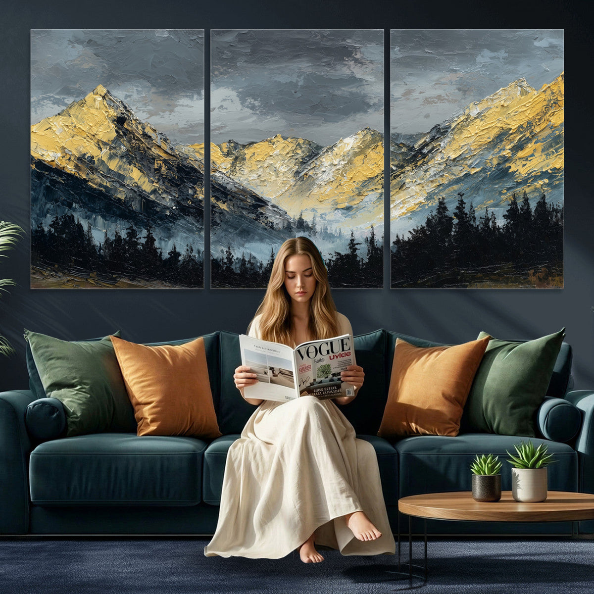 Abstract Mountain Wall Art Canvas Print Modern Landscape Painting Print