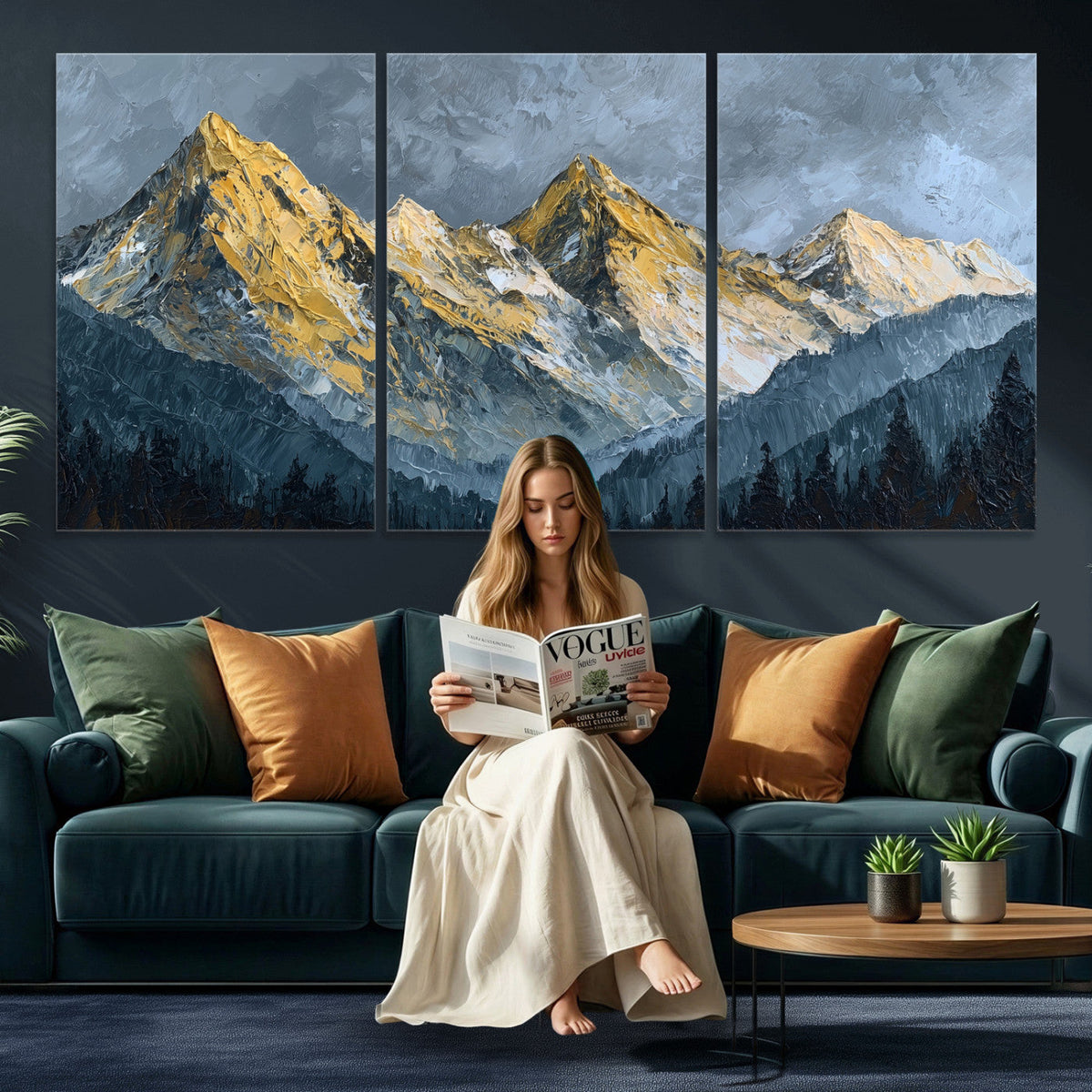 Abstract Mountain Wall Art Canvas Print Modern Landscape Painting Print