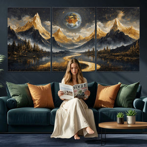 Abstract Mountain Wall Art Canvas Print Modern Landscape Painting Print