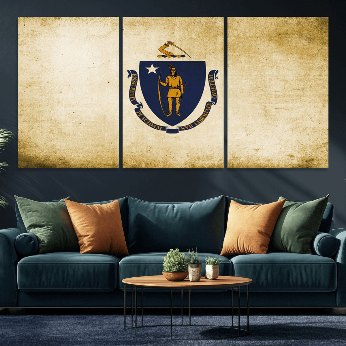 Massachusetts Flag Wall Art Canvas Print