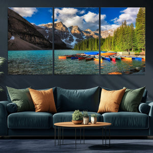 Moraine Lake 3-Panel Wall Art, Majestic Mountain and Lake