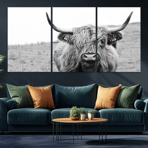 Newfoundland Cow Art Wall Art, Black White Cow Art Wall Art