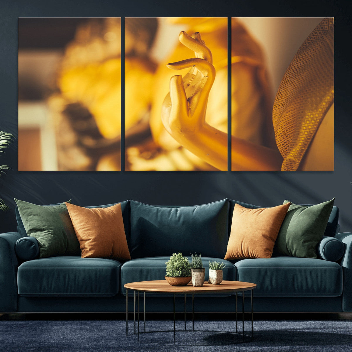Gold Buddha Statue Hands Wall Art Canvas Print