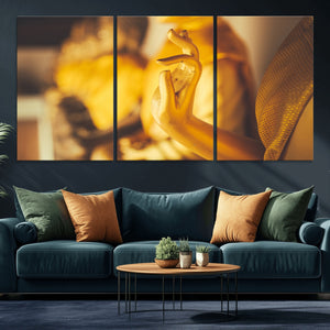 Gold Buddha Statue Hands Wall Art Canvas Print