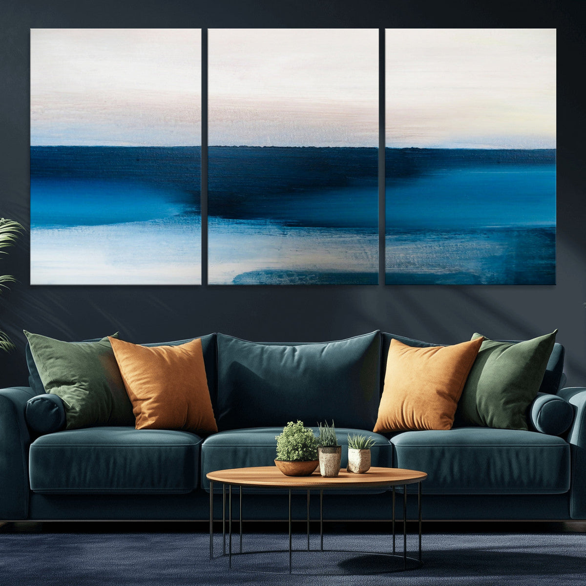 Dark Blue Abstract Wall Art Canvas Print