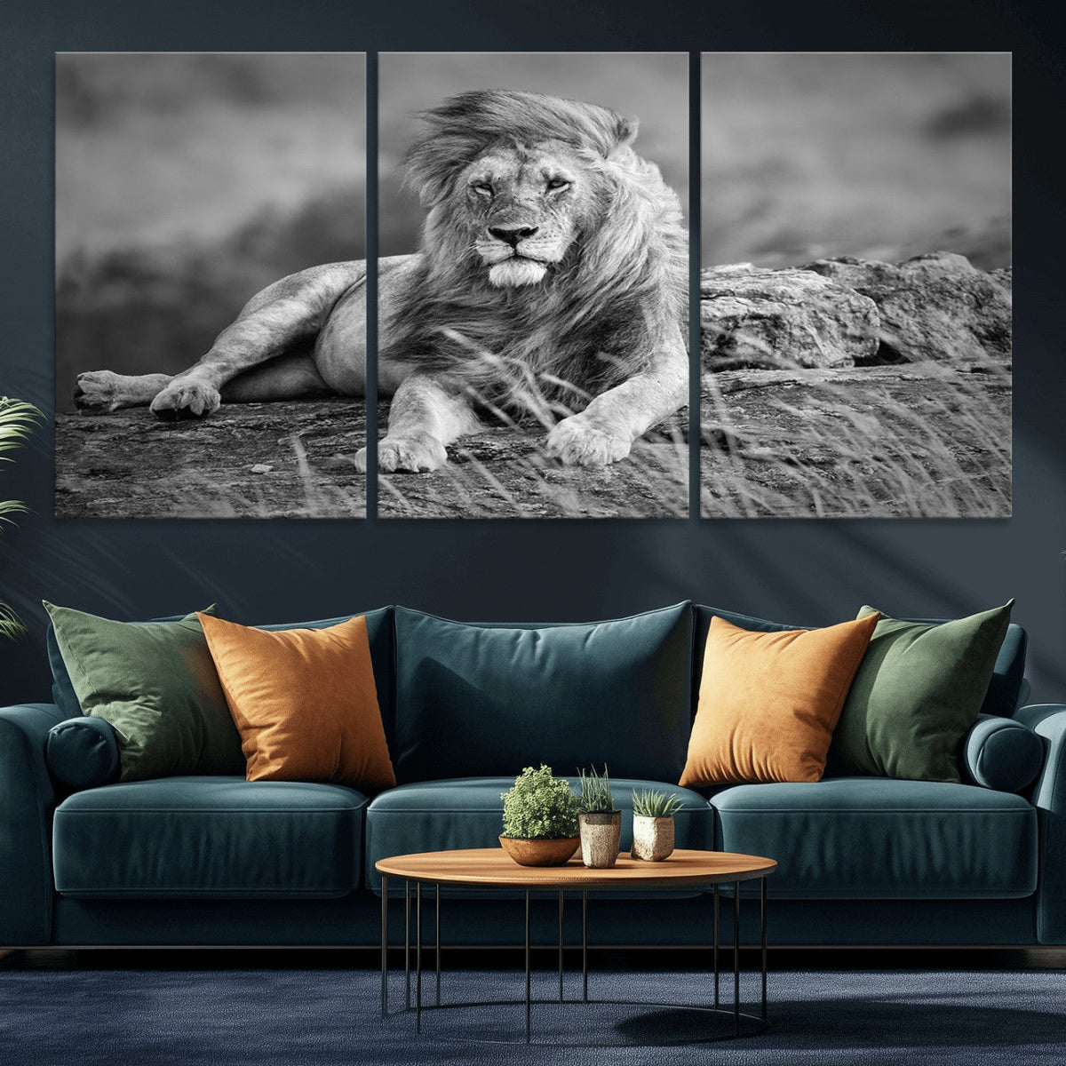 King Forest Lion Wall Art Canvas Print – Framed Majestic