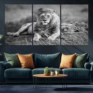 King Forest Lion Wall Art Canvas Print – Framed Majestic
