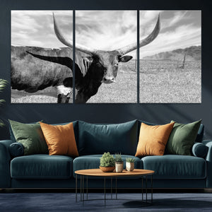 Cattle Wall Art Longhorn Cow Canvas Print